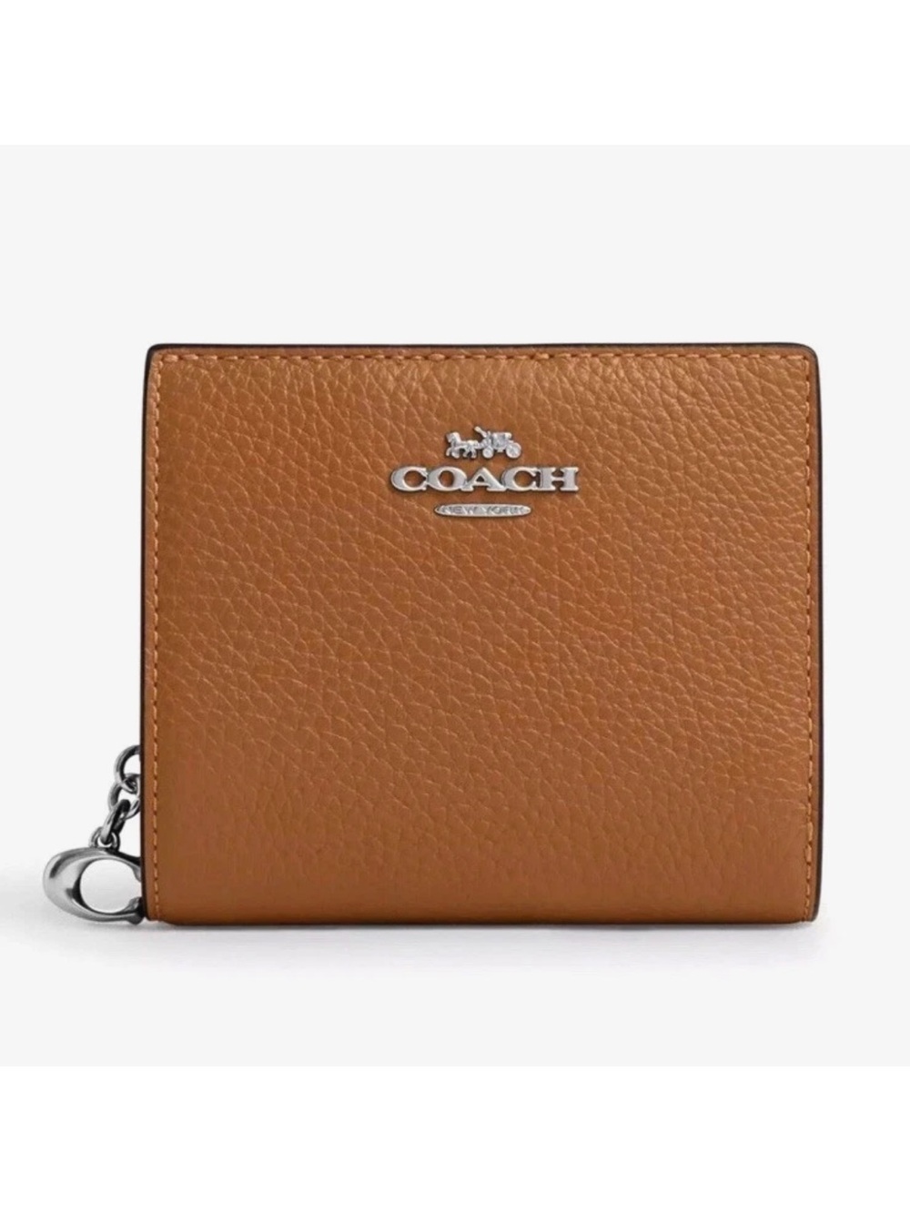 New Coach C2862 Snap Wallet Pebble Leather Light Saddle
